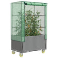 Raised Bed With Cover And Wheels Rattan Look 80X50X182 Cm