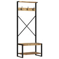 Wall Shelf Mango Wood Clothes Rack Garment Rail Solid 80x40x190cm brown 80 cm