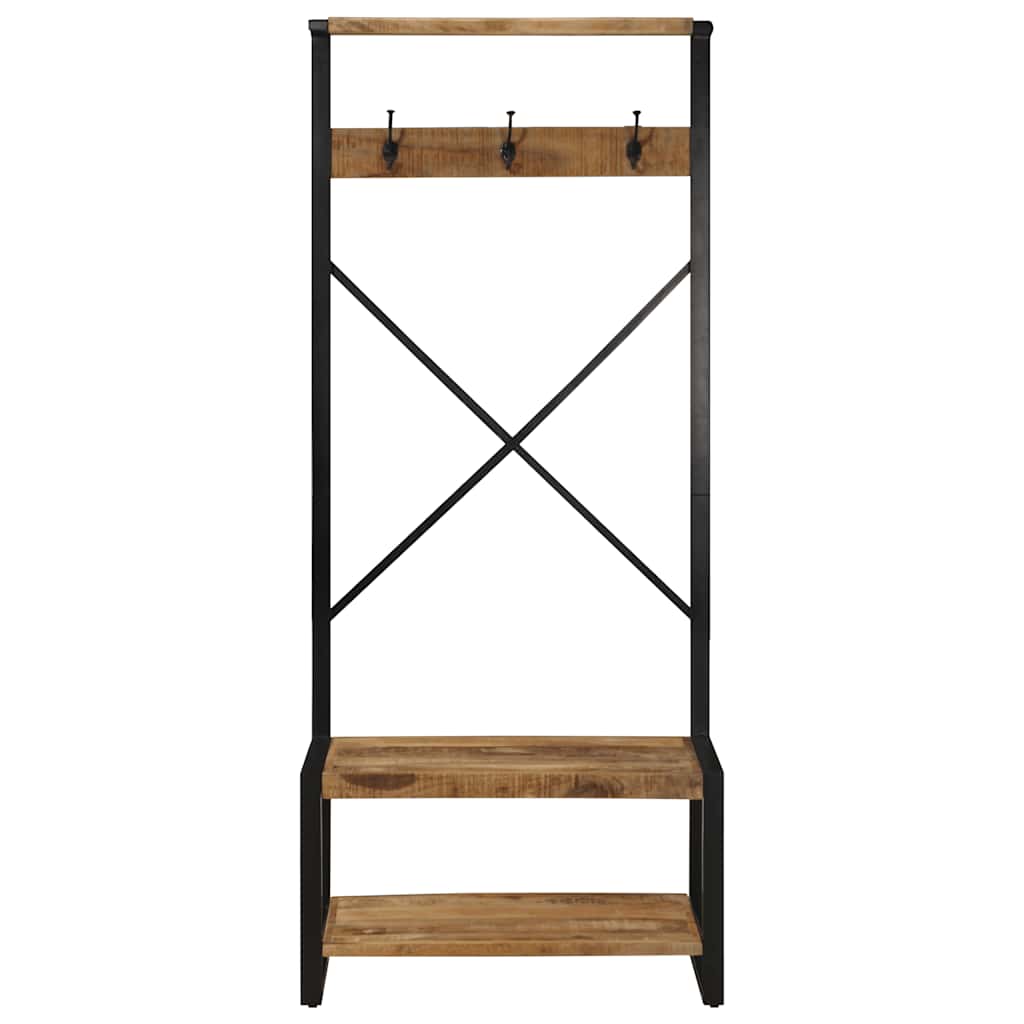 Wall Shelf Mango Wood Clothes Rack Garment Rail Solid 80x40x190cm brown 80 cm