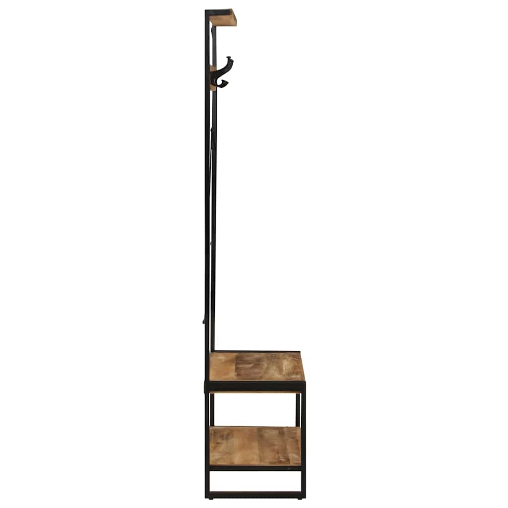 Wall Shelf Mango Wood Clothes Rack Garment Rail Solid 80x40x190cm brown 80 cm