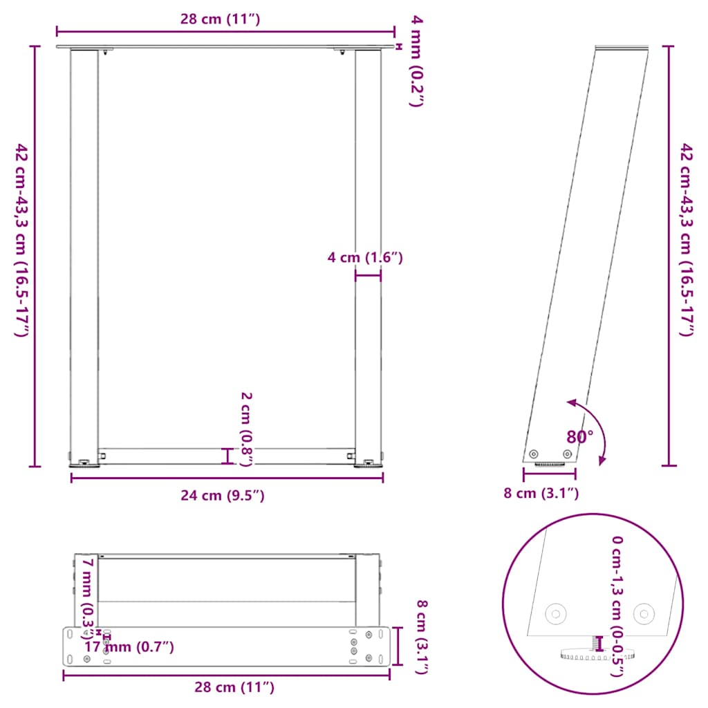 Coffee Table Legs U-Shaped 2 Pcs Steel Steel
