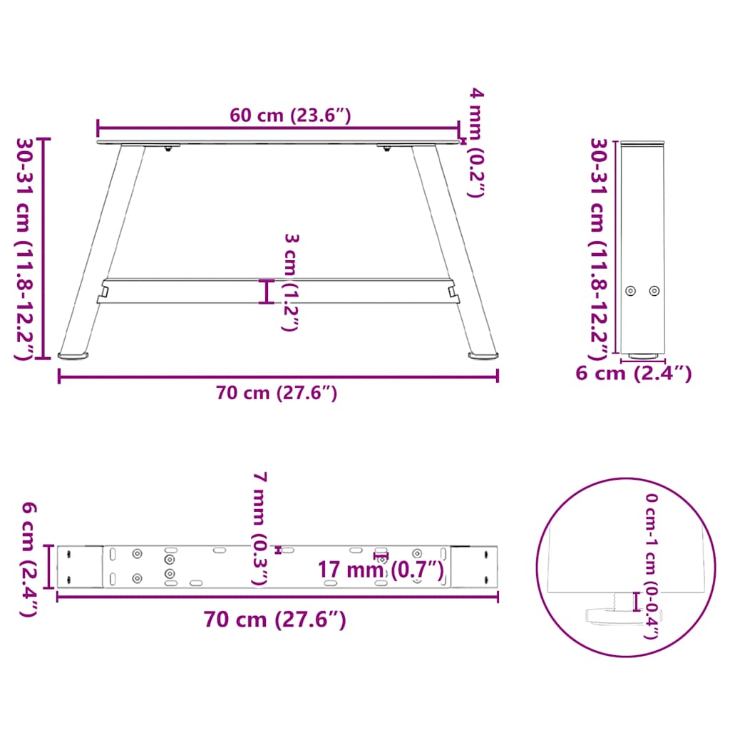 Coffee Table Legs A-Shaped 2 Pcs   Steel
