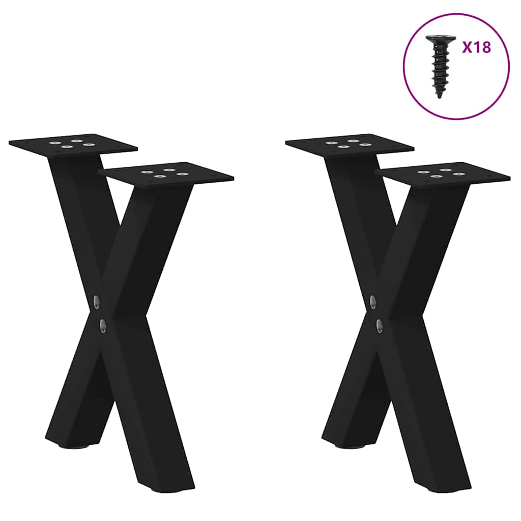 Table Legs Coffee X-Shaped 2 Pcs Steel 37X(30-31) Cm Black White Natural Black 3
