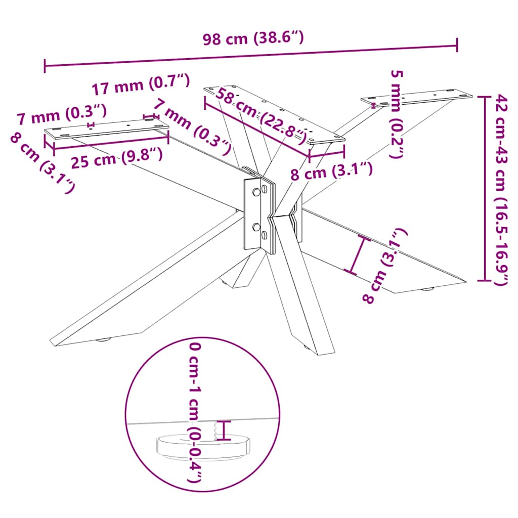 Coffee Table Leg Spider Shape Black Steel