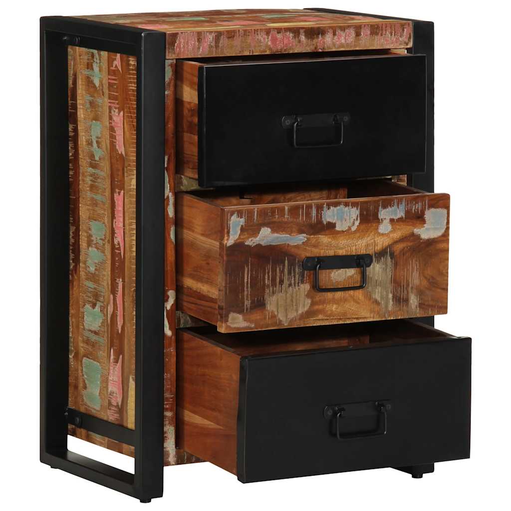 Drawer Cabinet Multicolour 50X35X70 Cm Solid Wood Reclaimed