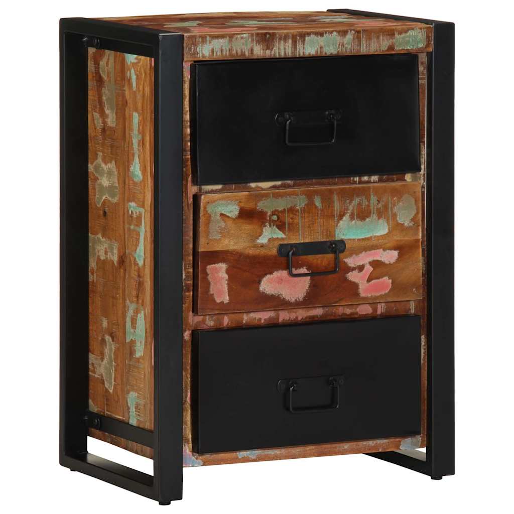 Drawer Cabinet Multicolour 50X35X70 Cm Solid Wood Reclaimed
