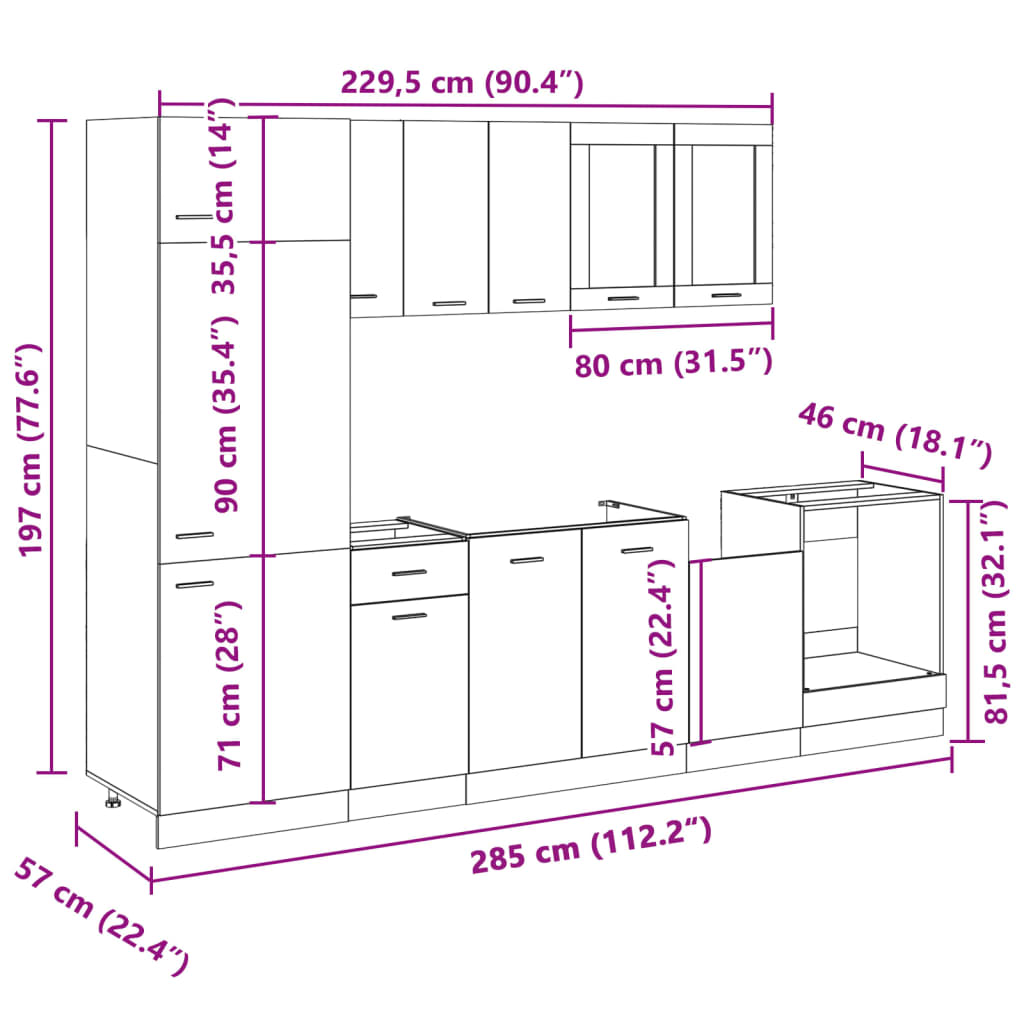 8 Piece Kitchen Cabinet Set Lyon  Sonoma Oak Engineered Wood