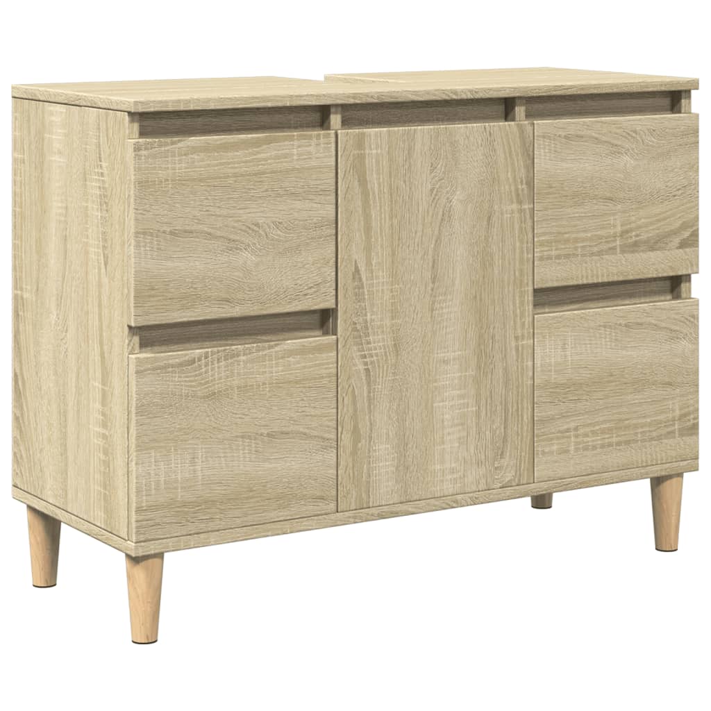 3 Piece Bathroom Furniture Set Engineered Wood