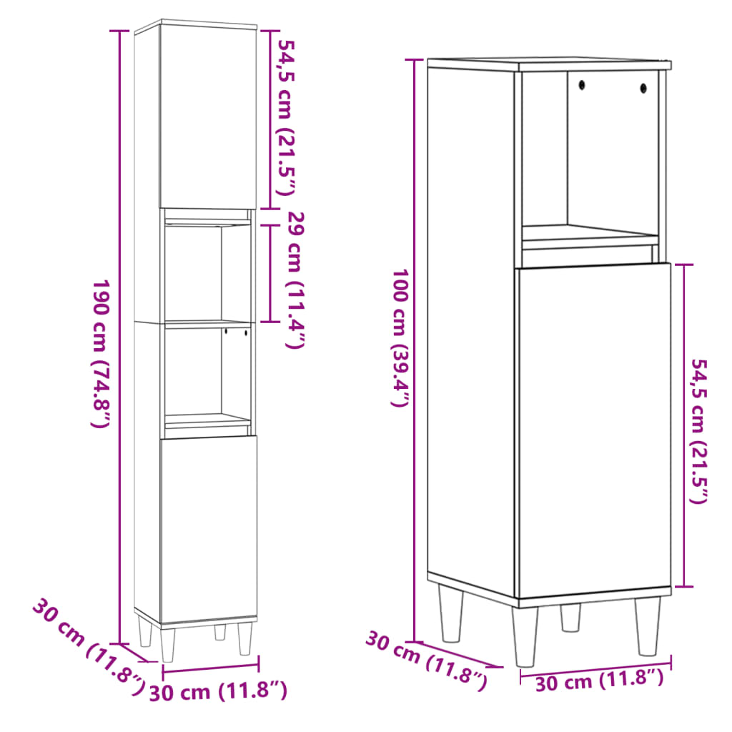 3 Piece Bathroom Furniture Set Engineered Wood