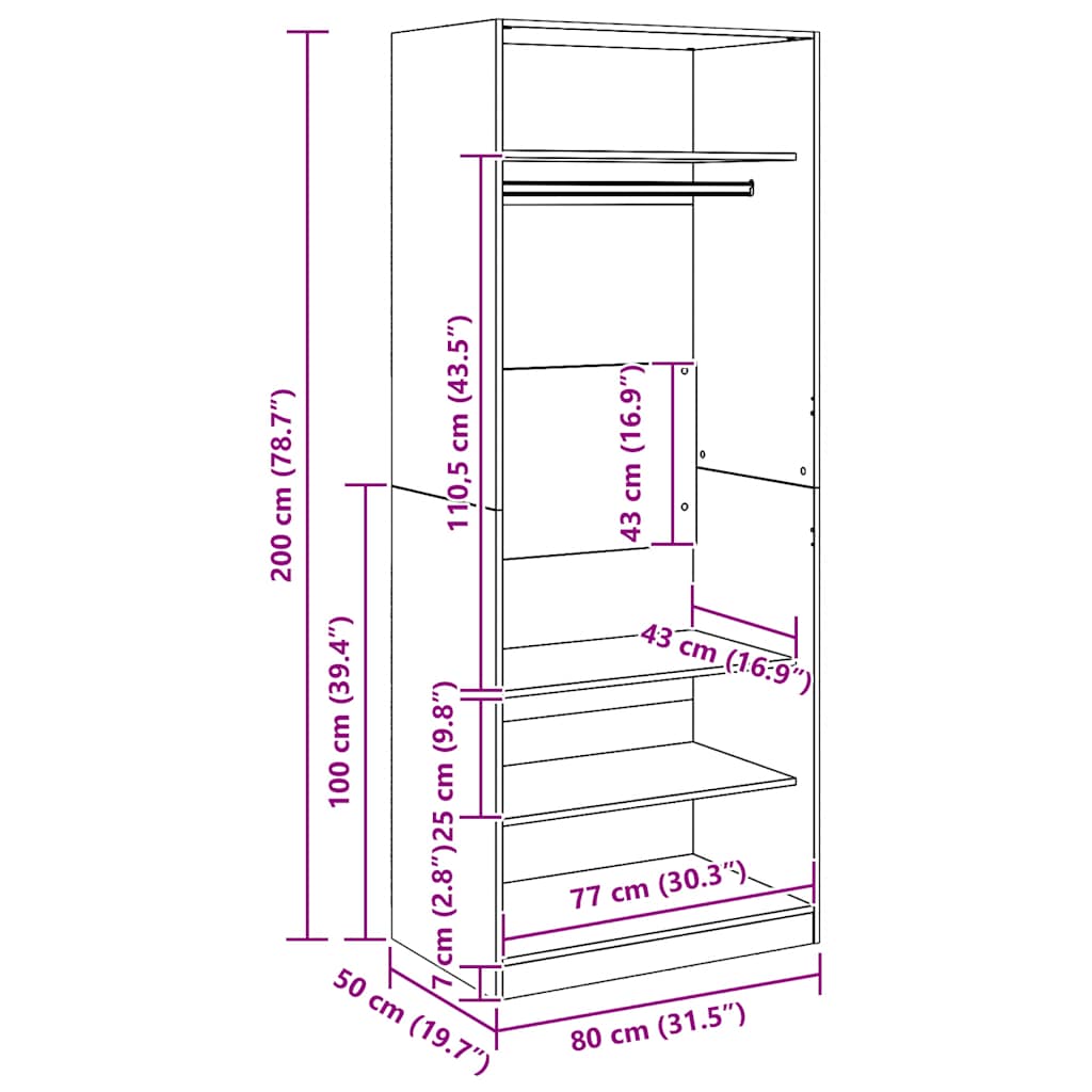 Wardrobe Artisian Oak Engineered Wood