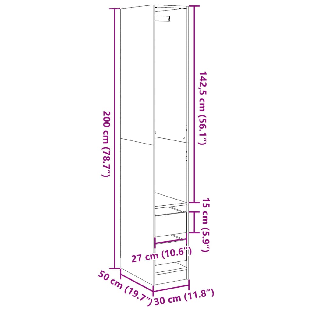 Wardrobe Artisian Oak Engineered Wood