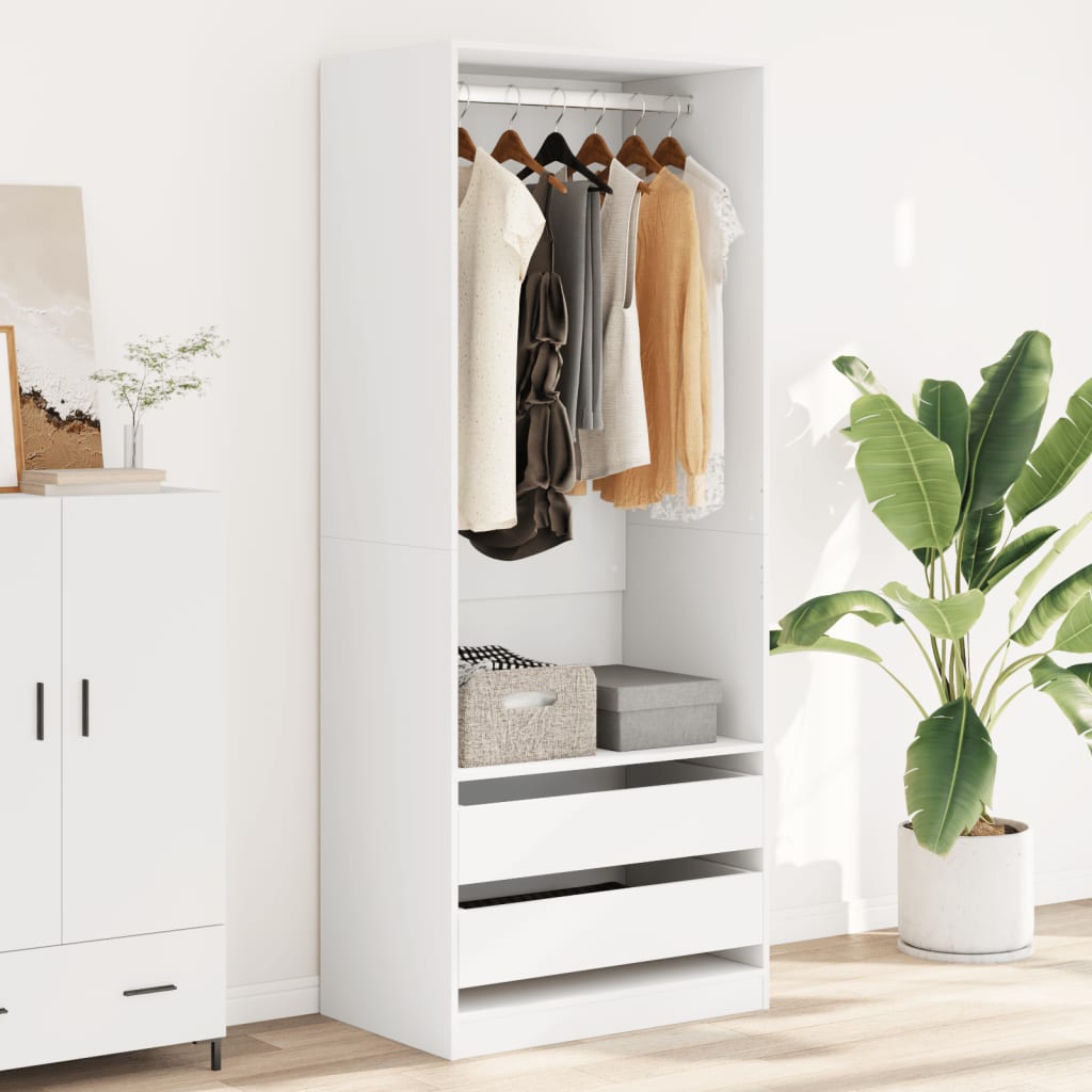 Wardrobe Storage Cabinet Engineered Wood Hanging Rail Bedroom Furniture