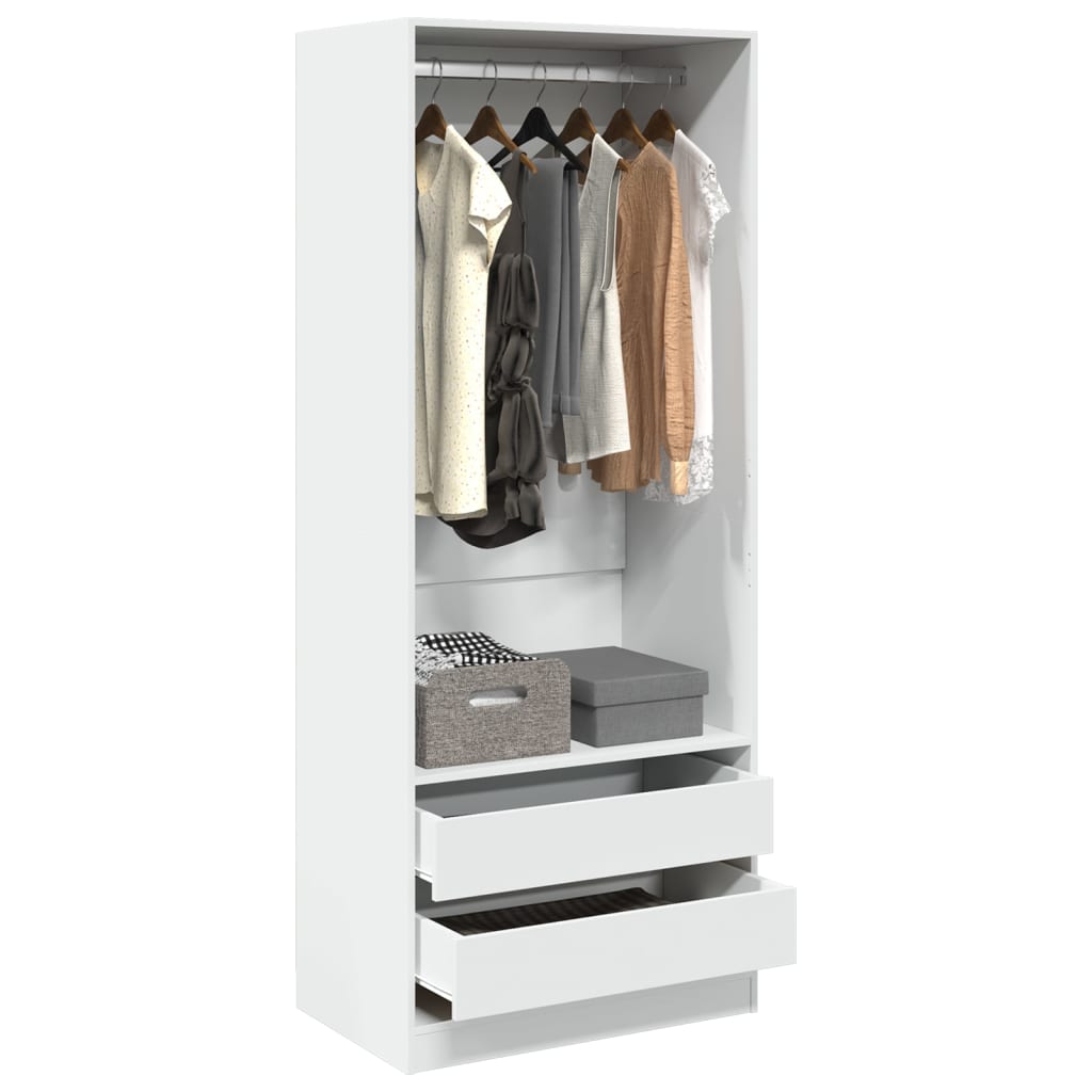 Wardrobe Storage Cabinet Engineered Wood Hanging Rail Bedroom Furniture