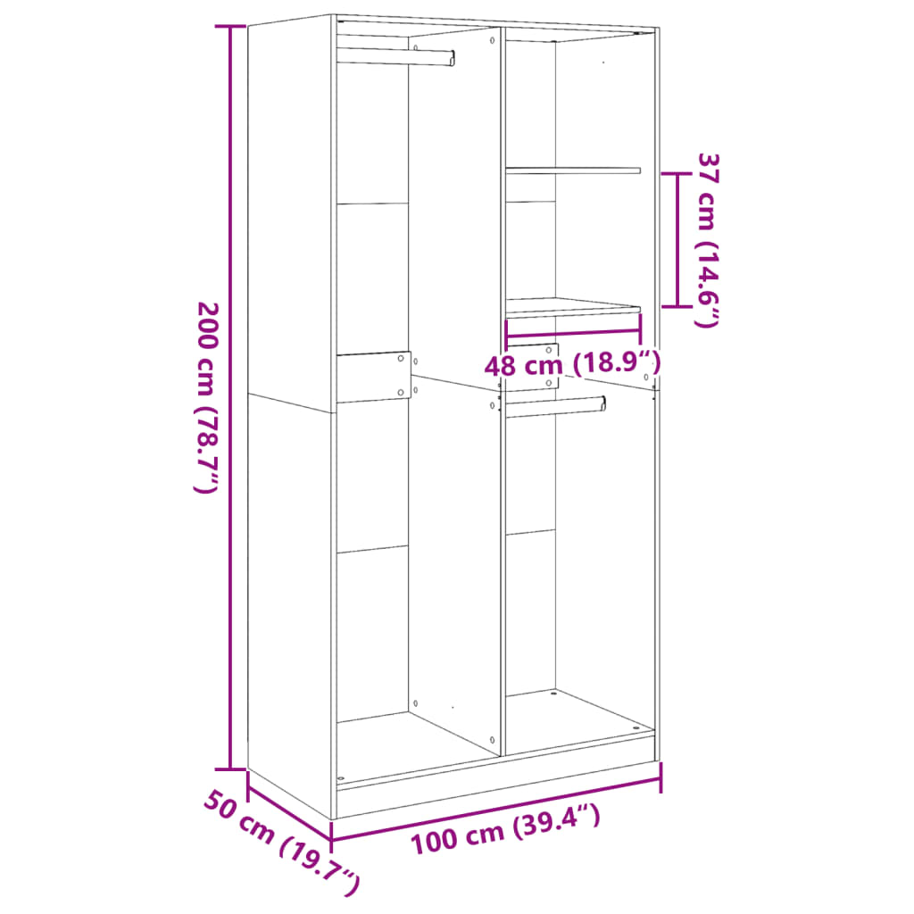 Wardrobe Artisian Oak Engineered Wood