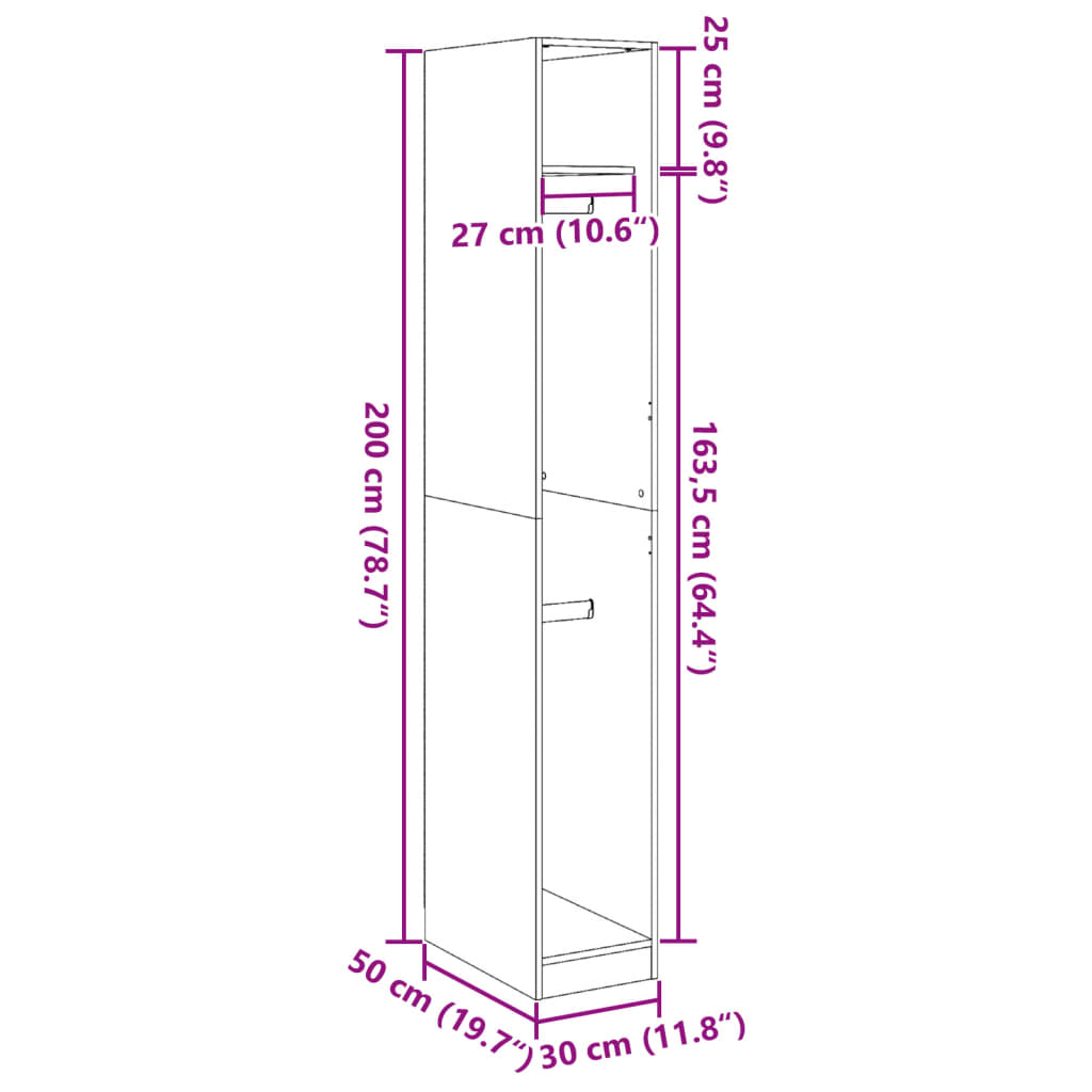 Wardrobe Engineered Wood Closet Hanging Rail Bedroom Storage Unit