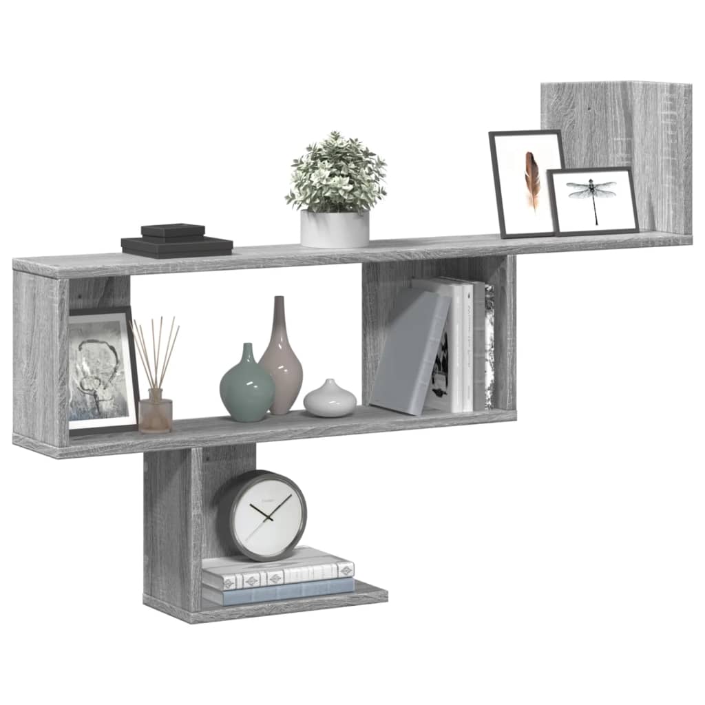 Wall Shelf Artisan Oak 100x15x70cm Floating Display Storage Engineered Wood blac