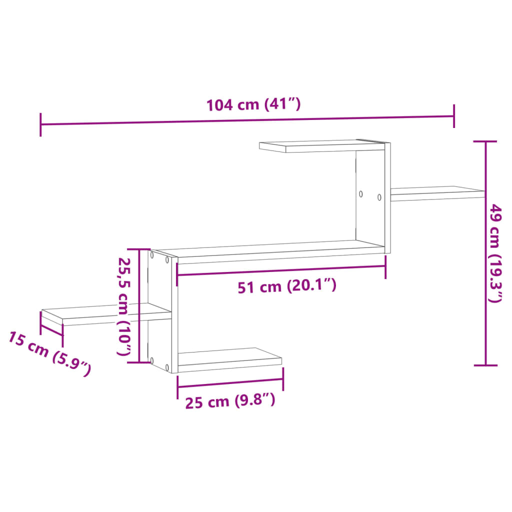 Wall Shelf 104X15X49 Cm Engineered Wood
