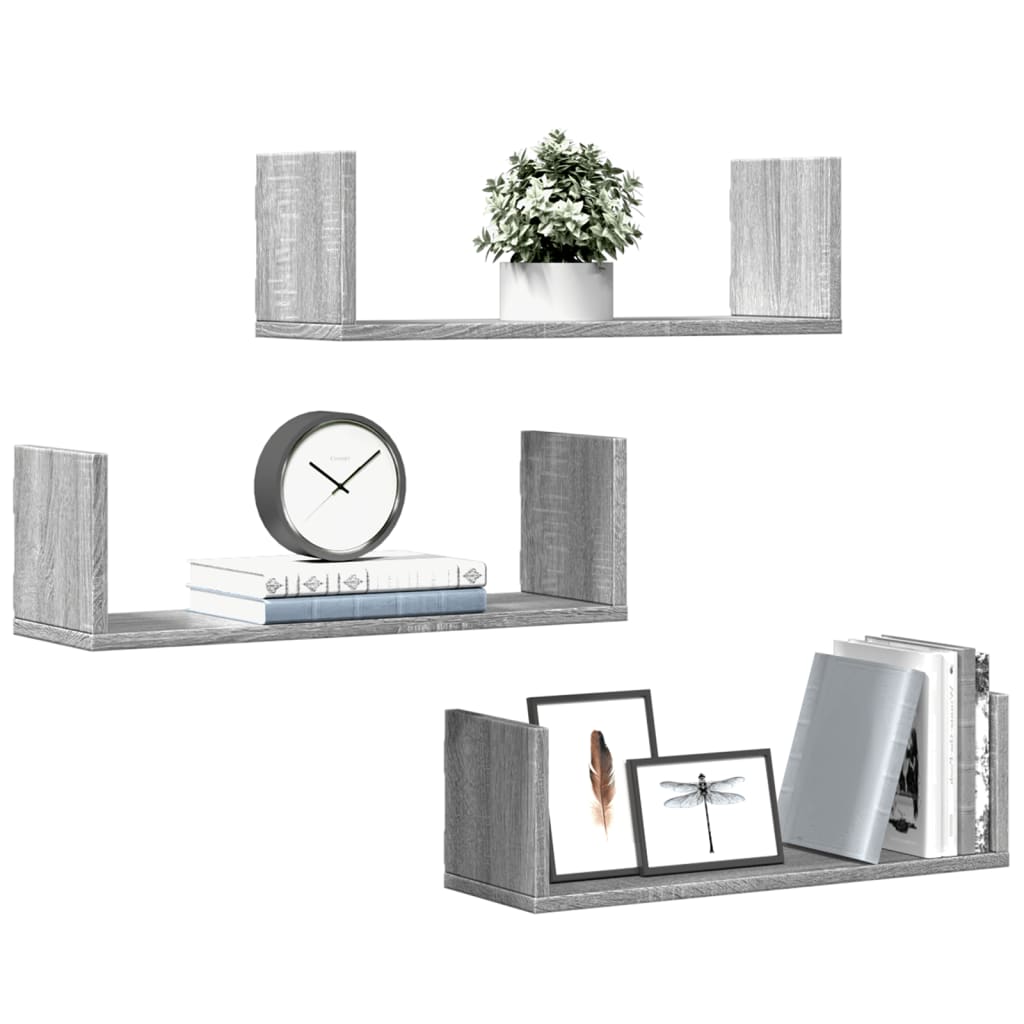 Wall Shelves 3 Pcs Engineered Wood