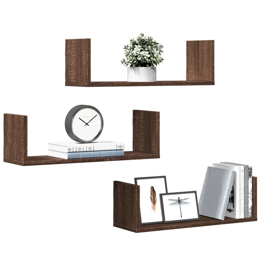 Wall Shelves 3 Pcs Engineered Wood