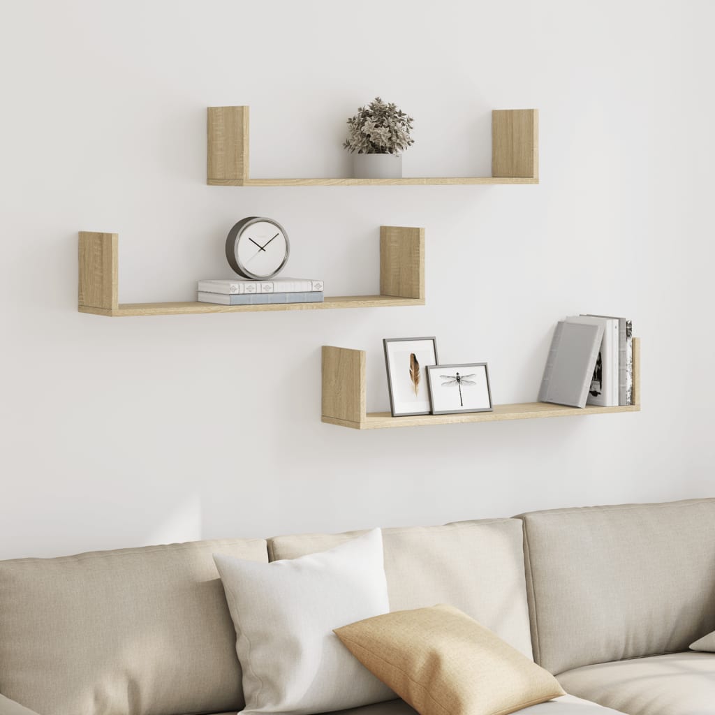 Wall Shelves 3 Pcs Engineered Wood