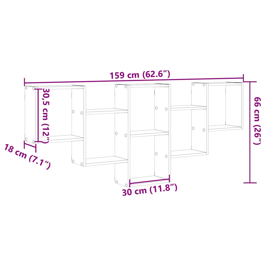 Wall Shelf 159X18X66 Cm Engineered Wood