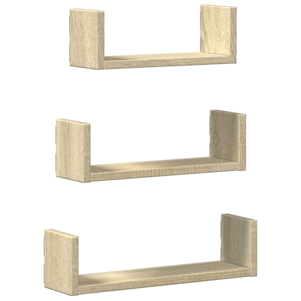 Wall Shelf 3 Pcs Engineered Wood