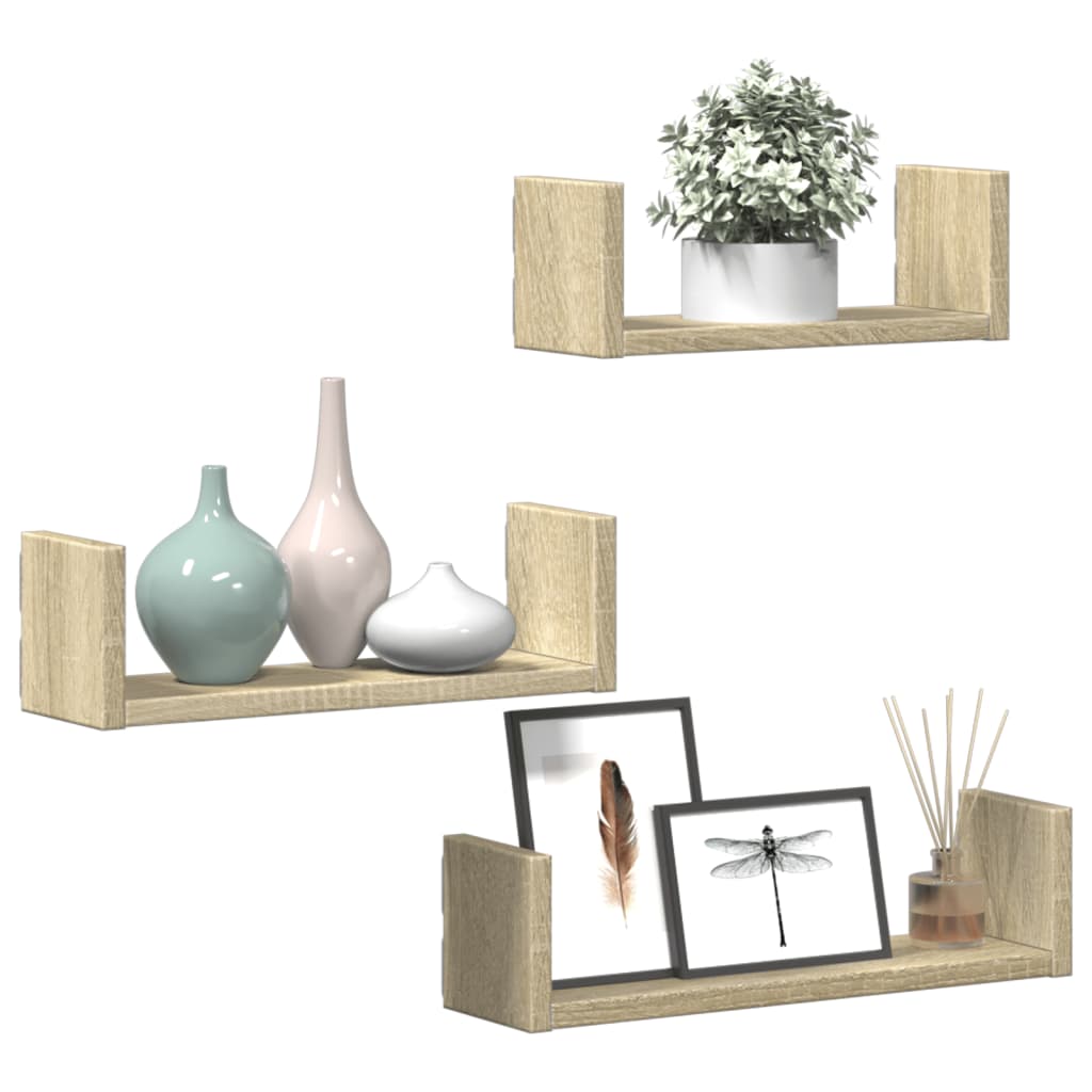 Wall Shelf 3 Pcs Engineered Wood