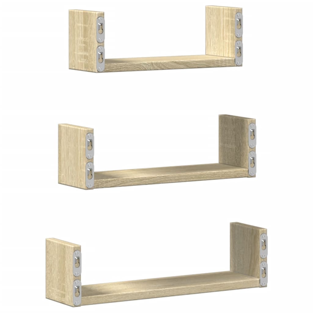 Wall Shelf 3 Pcs Engineered Wood