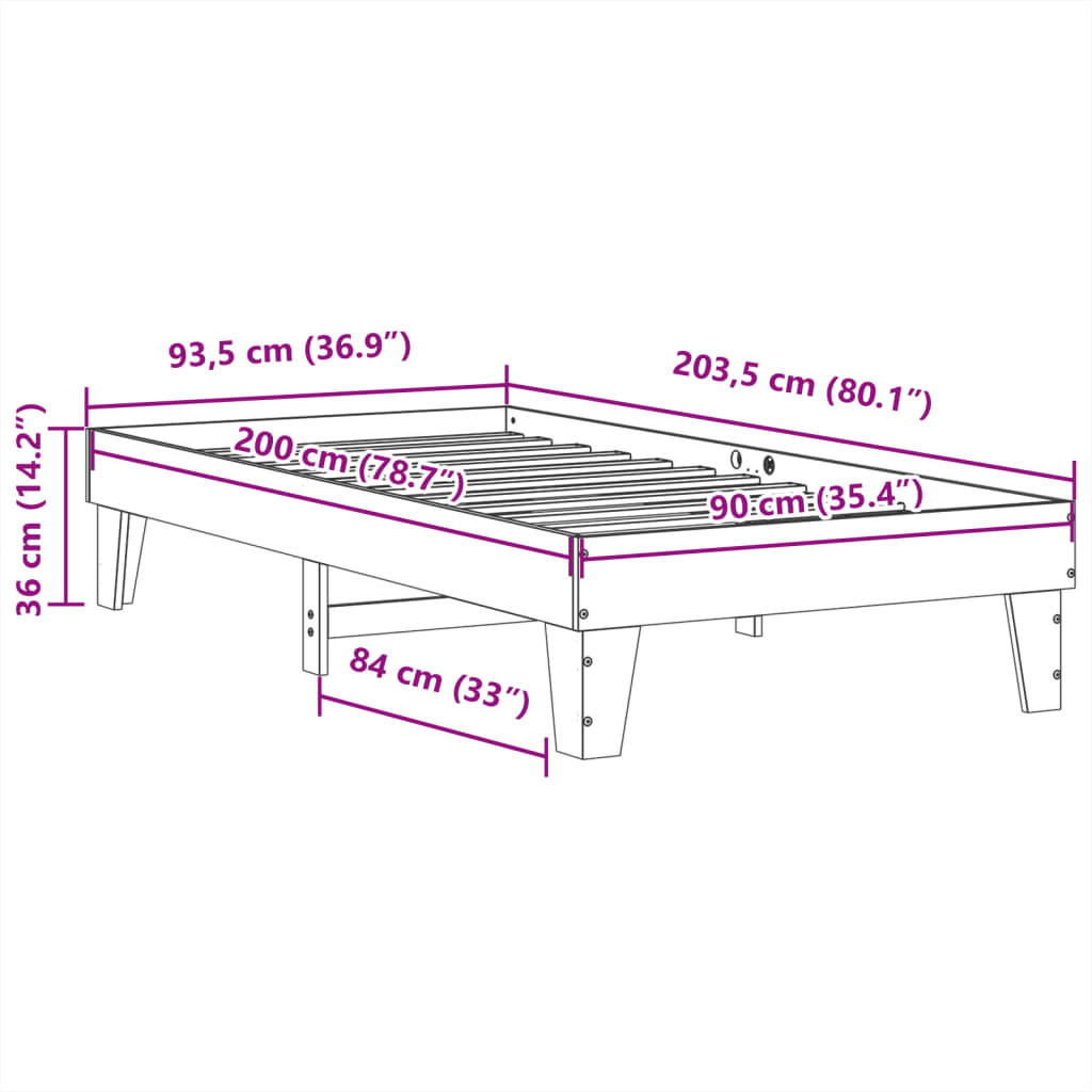 Bed Frame Without Mattress Solid Wood Pine