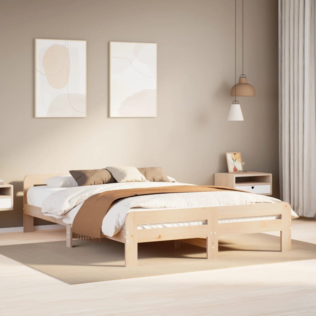 Bed Frame Without Mattress King Size Solid Wood Pine