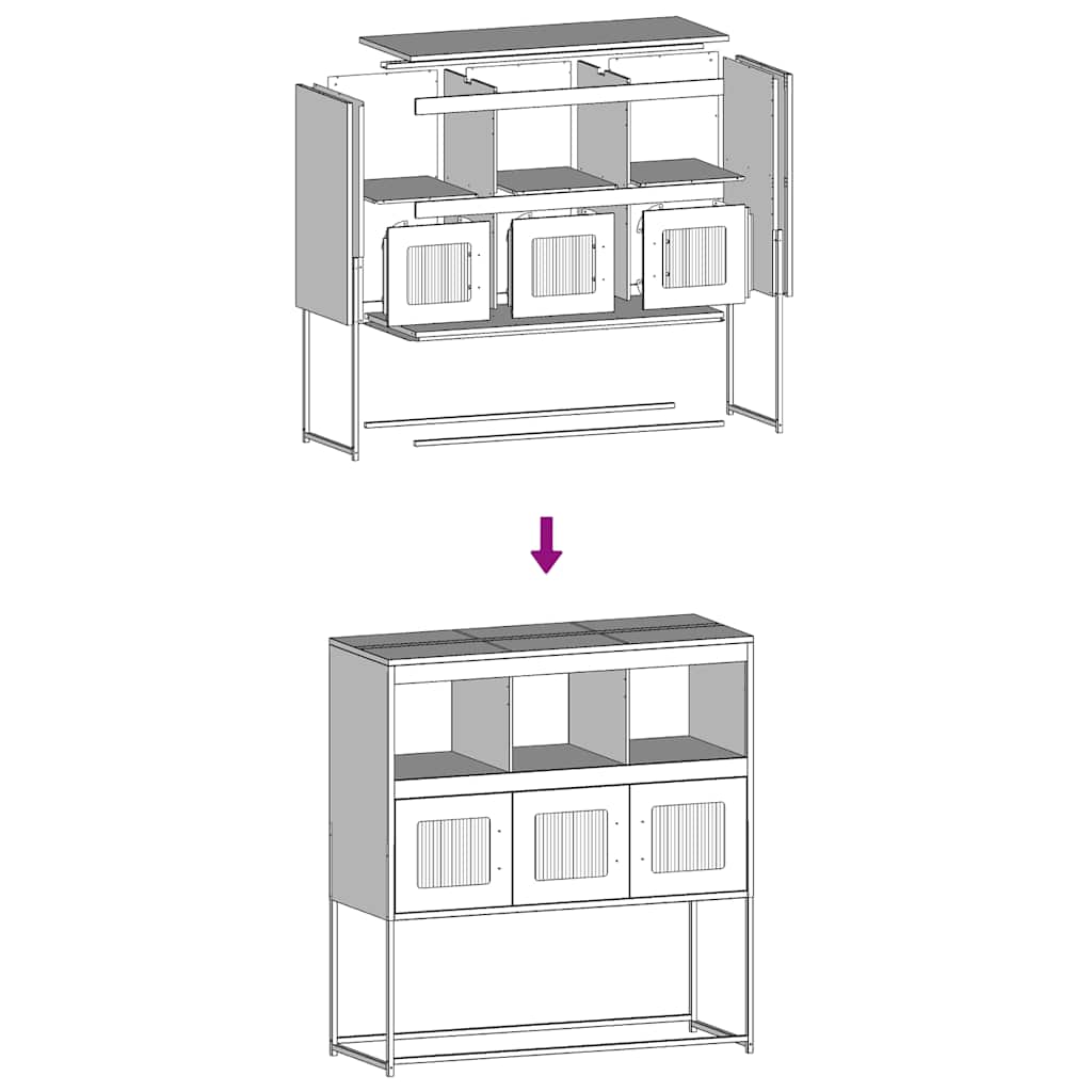 Sideboard 100.5X39X107 Cm Cold-Rolled Steel
