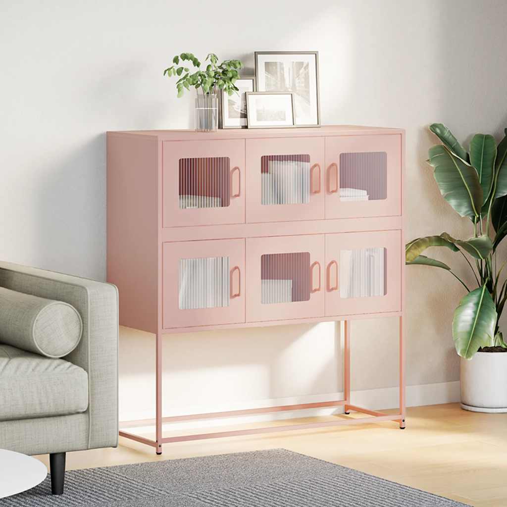 Sideboard 100.5X39X107 Cm Cold-Rolled Steel black pink white mustard yellow 100.