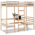 Loft Bed Frame With Desk And Chairs 75X190Cm Solid Wood Pine