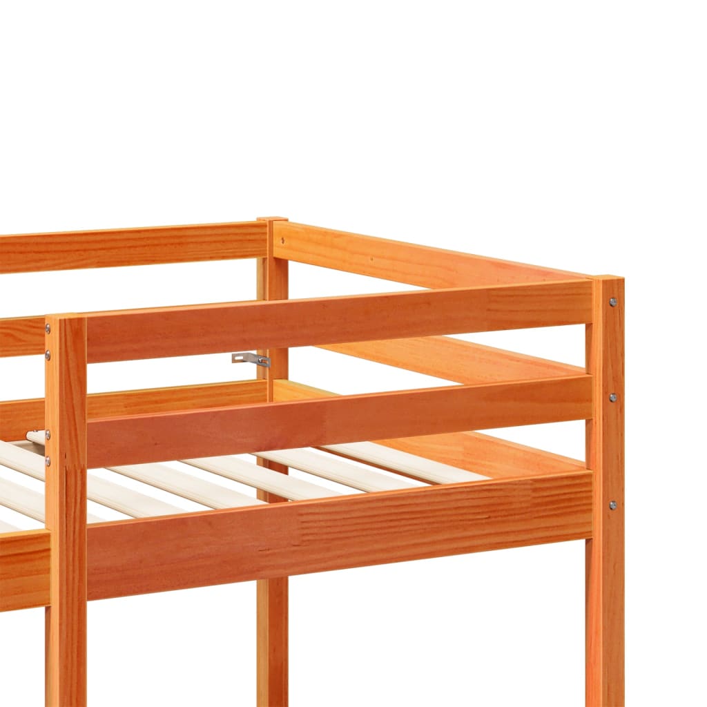 Loft Bed Frame With Desk And Chairs 75X190Cm Solid Wood Pine