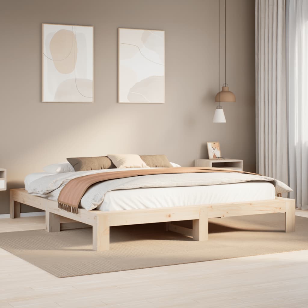 Bed Frame Without Mattress Solid Wood Pine
