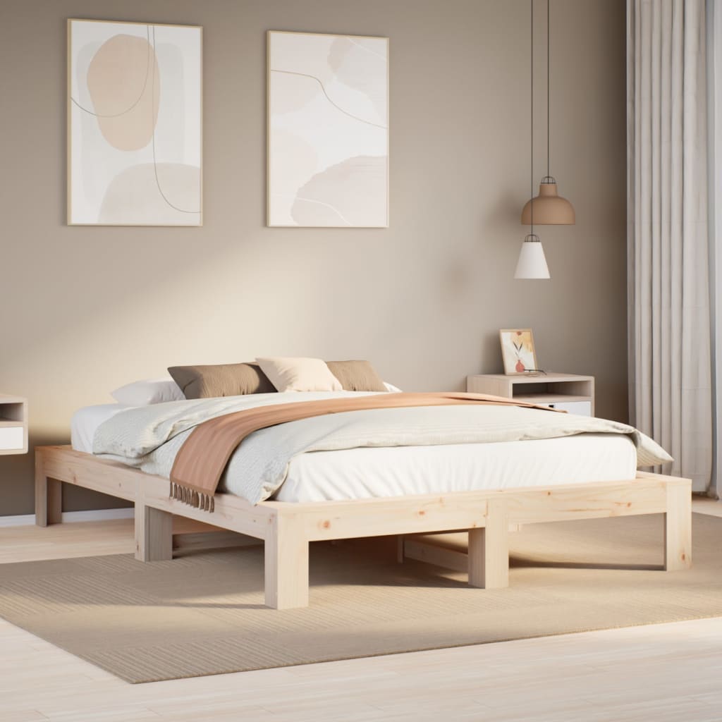 Bed Frame Without Mattress Solid Wood Pine