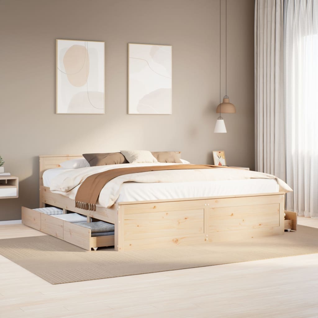 Bed Frame Without Mattress With Headboard Small Double Solid Wood Pine