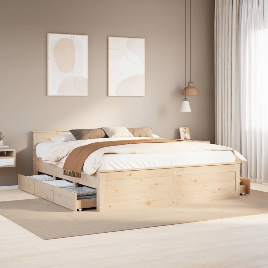 Bed Frame Without Mattress With Headboard Small Double Solid Wood Pine