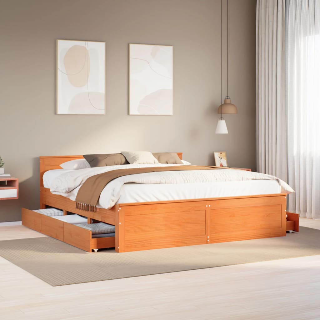 Bed Frame Without Mattress With Headboard Small Double Solid Wood Pine