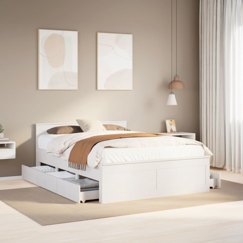 Bed Frame Without Mattress With Headboard Small Double Solid Wood Pine
