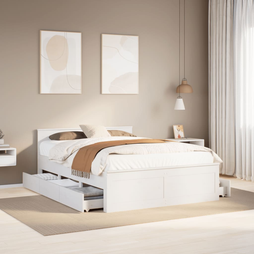 Bed Frame Without Mattress With Headboard Small Double Solid Wood Pine