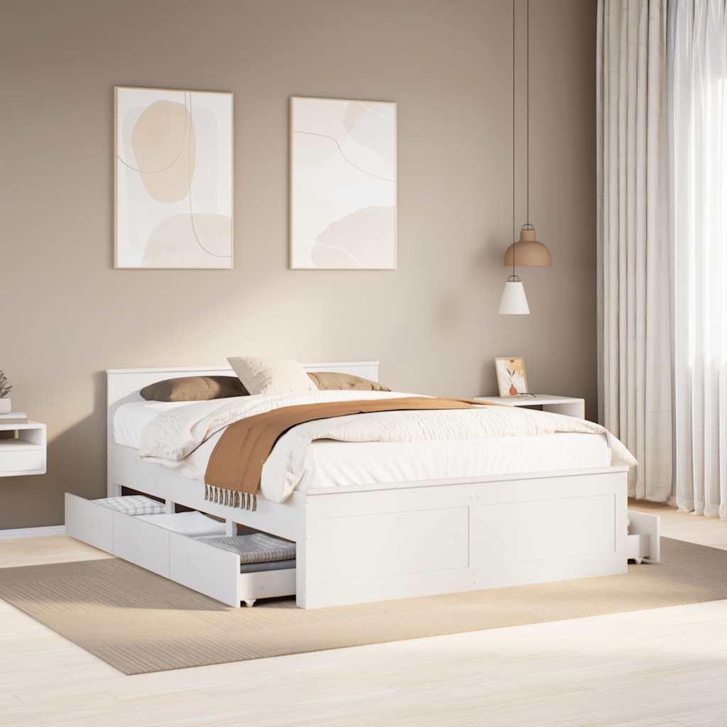 Bed Frame Without Mattress With Headboard Small Double Solid Wood Pine