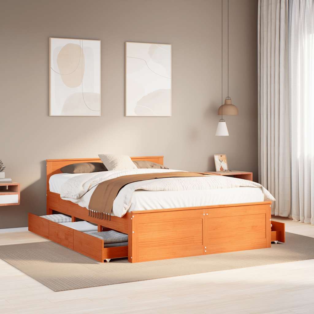 Bed Frame Without Mattress With Headboard Small Double Solid Wood Pine