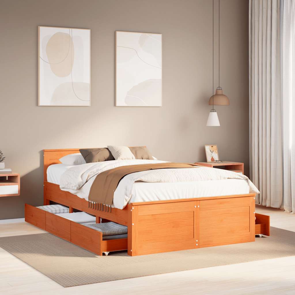 Bed Frame Without Mattress With Headboard Small Double Solid Wood Pine