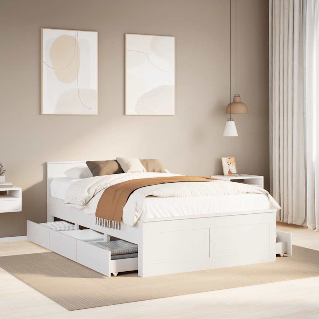 Bed Frame Without Mattress With Headboard Small Double Solid Wood Pine