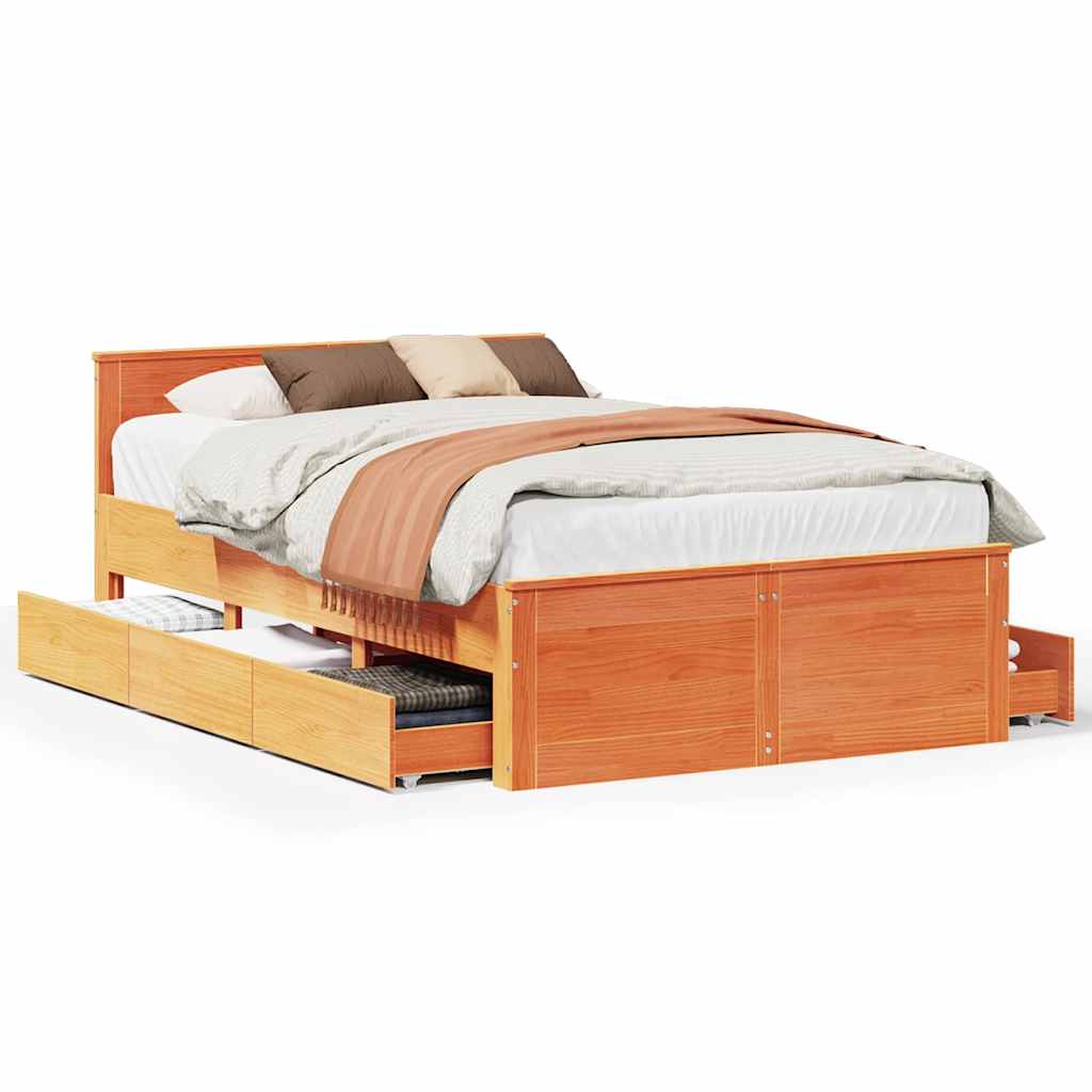 Bed Frame Without Mattress With Headboard Small Double Solid Wood Pine