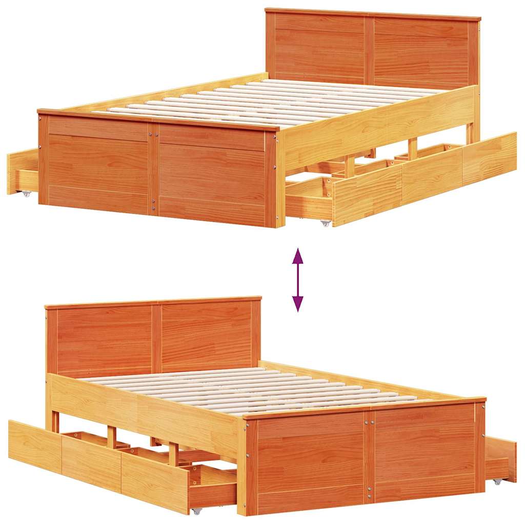Bed Frame Without Mattress With Headboard Small Double Solid Wood Pine