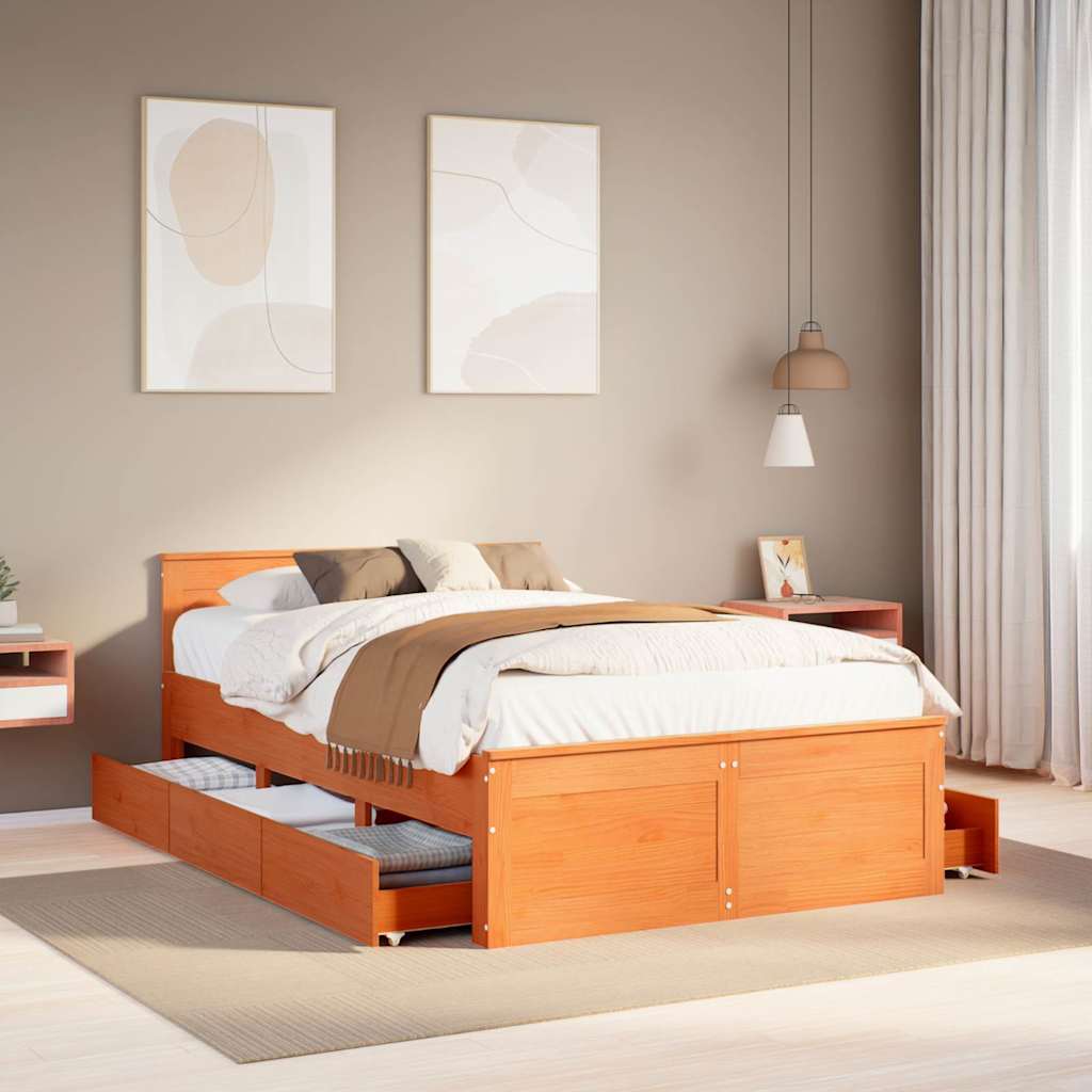 Bed Frame Without Mattress With Headboard Small Double Solid Wood Pine