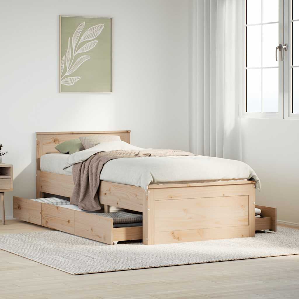 Bed Frame Without Mattress With Headboard Small Double Solid Wood Pine