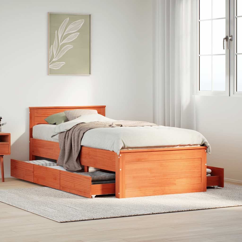 Bed Frame Without Mattress With Headboard Small Double Solid Wood Pine